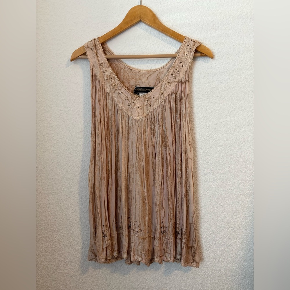 Y2K Boho Fairy Grunge Embroidered Beaded Tunic Tank Top